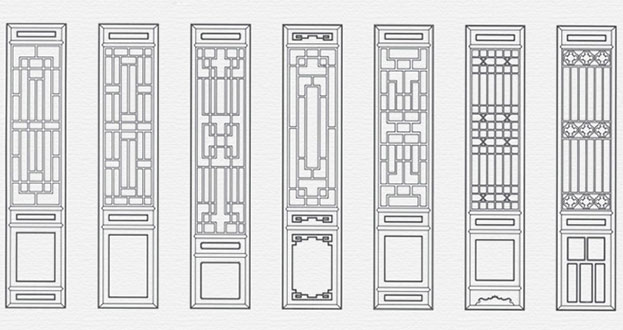 平安常用中式仿古花窗图案隔断设计图